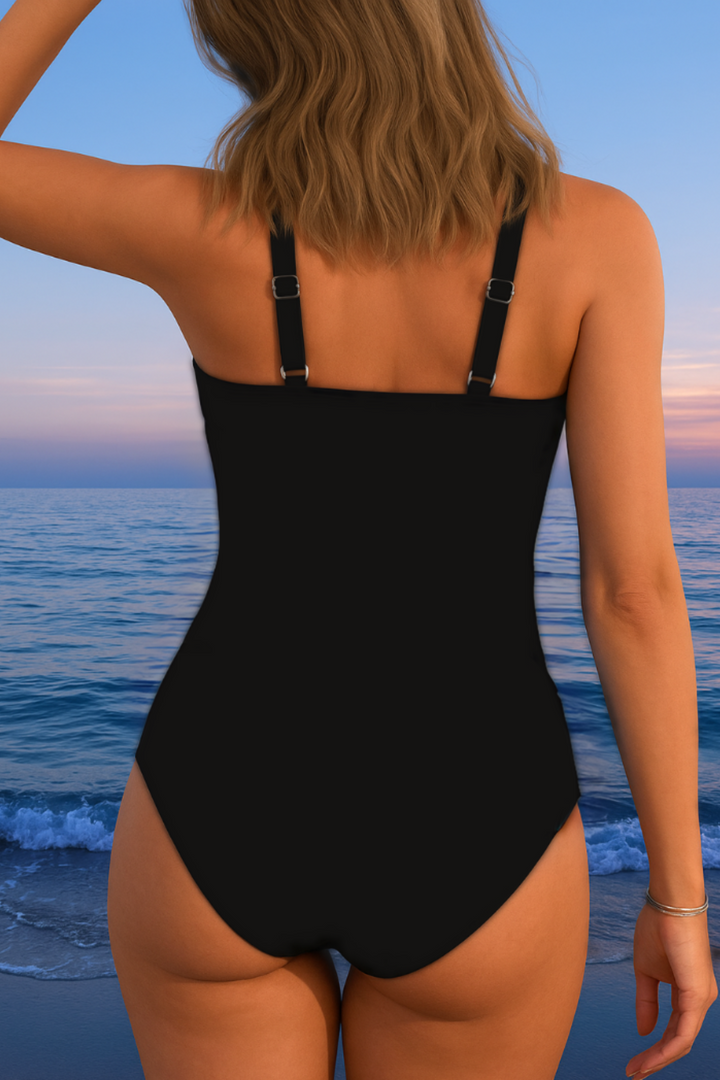 BIANCA| Costume da bagno di lusso con scollatura incrociata e stampa multicolore