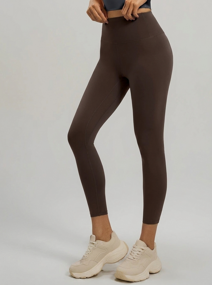 Elena Soft Touch Active Leggings - Coffee Brown - Italian model