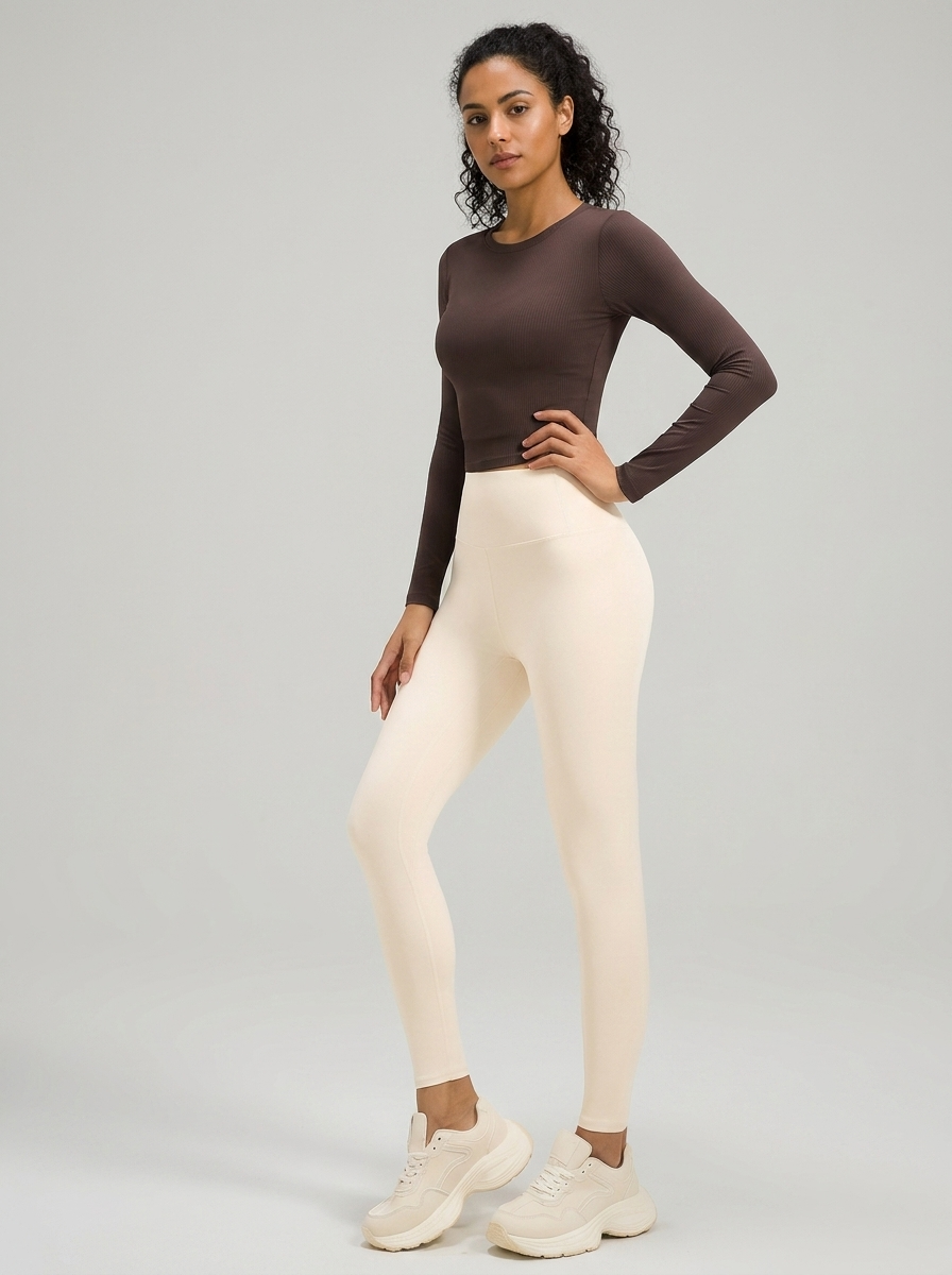 Elena Soft Touch Active Leggings - Ivory White - Italian model