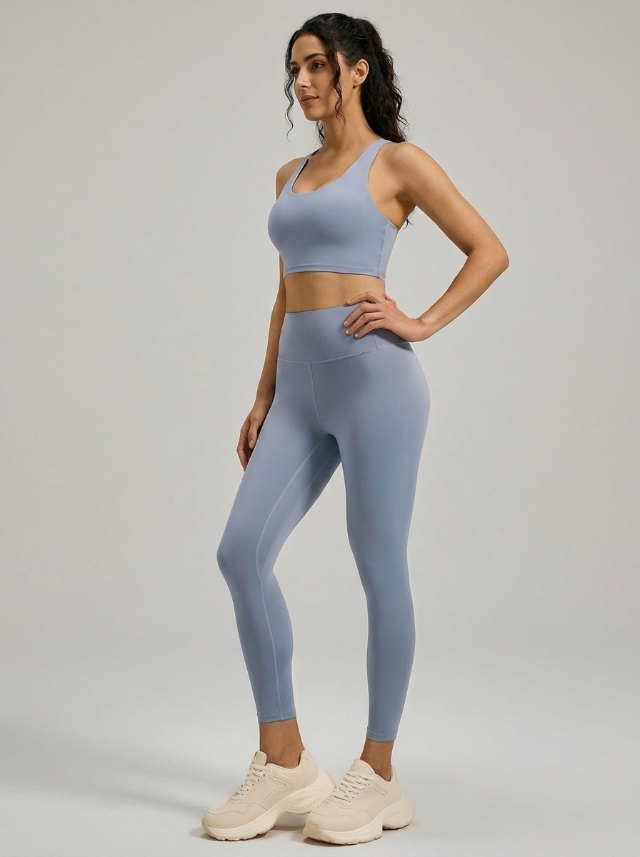 Elena Soft Touch Active Leggings - Lake Blue Grey - Italian model
