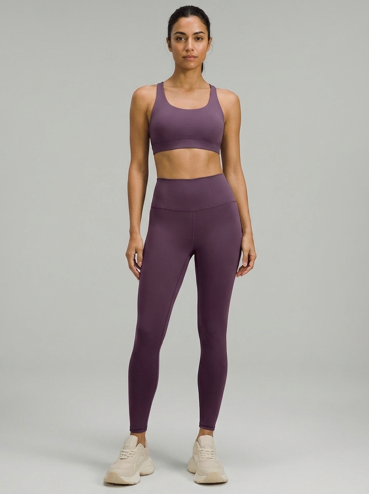 Elena Soft Touch Active Leggings - Plum Purple - Italian model