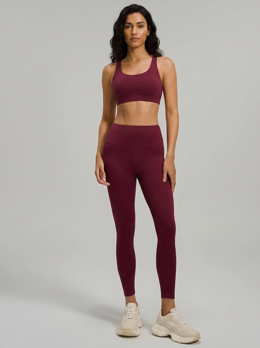 Elena Soft Touch Active Leggings - Wine Red - Italian model