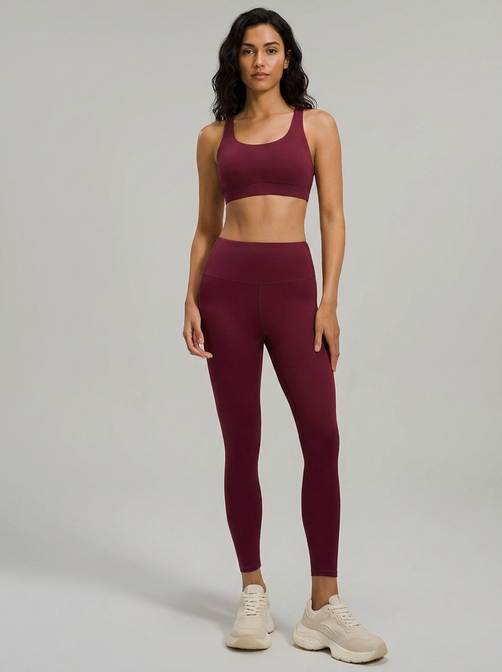 Elena Soft Touch Active Leggings - Wine Red - Italian model